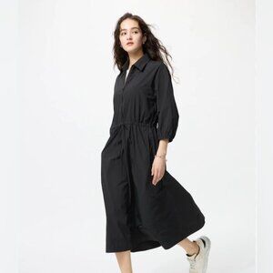 BNWOT Black Uniqlo Nylon Dress with 3/4 Sleeves Size Medium